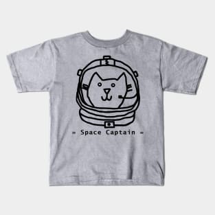 Space Captain Yellow Cat Astronaut Portrait Outline Kids T-Shirt